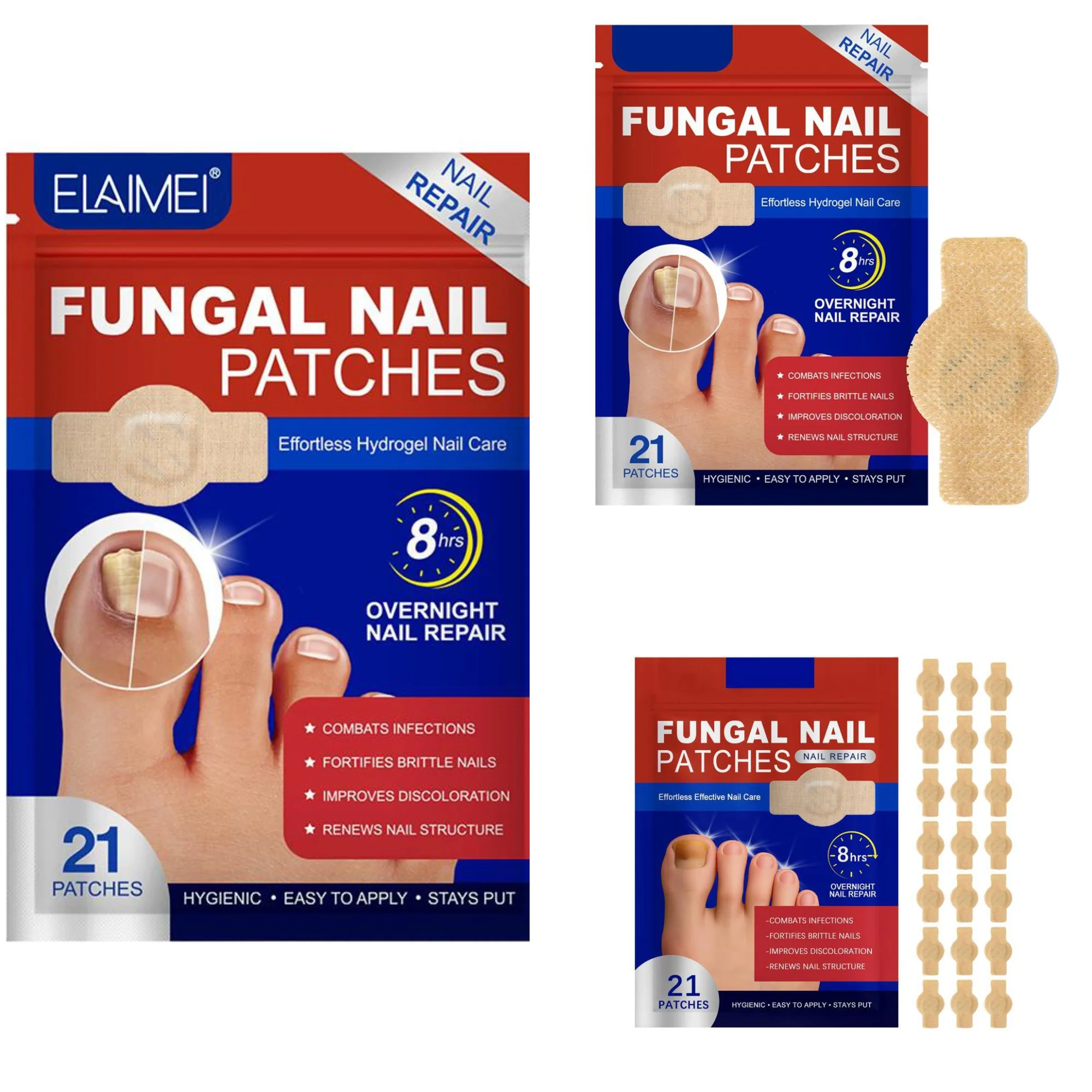 Parche para hongos en las uñas de los pies, parches impermeables para reparación de uñas, pegatina de corrección encarnada, descolorido, dañado, cuidado de los pies, 21 Uds.