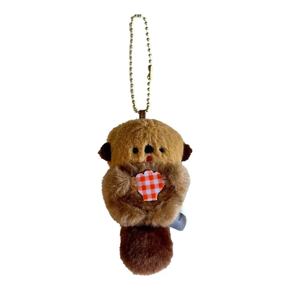 

Mini Doll Otter Hold Shell Key Chain Trinket Korean Style Backpack Charms Plush Cartoon Anime Key Ring Gift