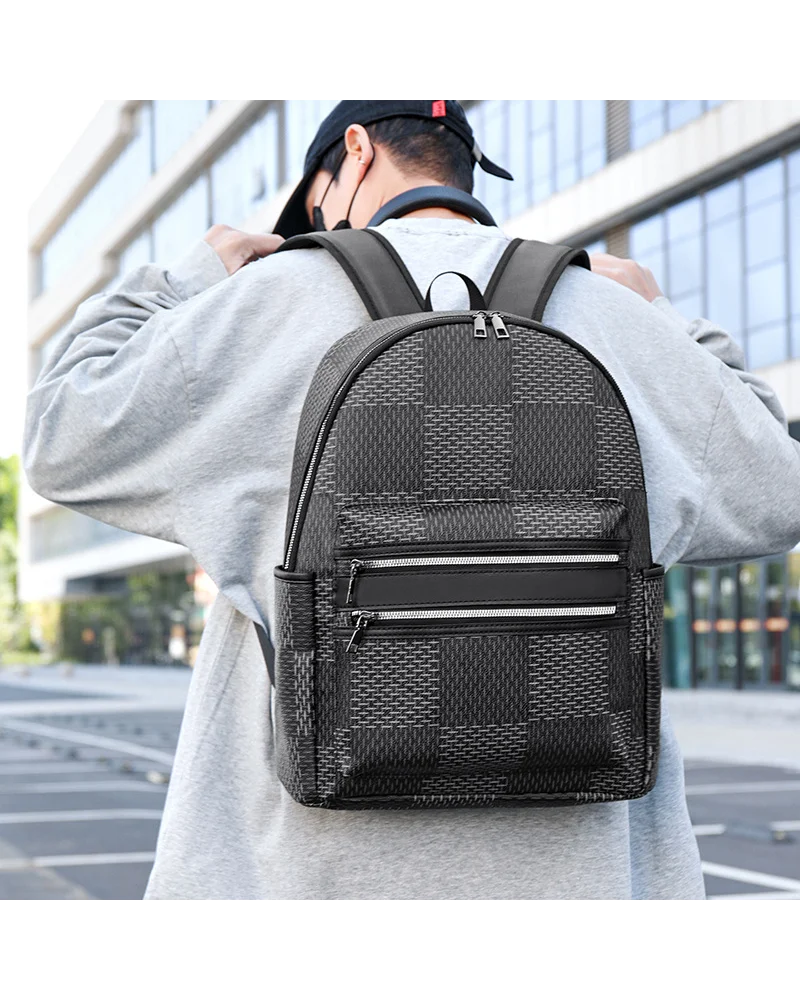 Fashion new versatile plaid backpack women's light going out business sports backpack high-end travel backpack men