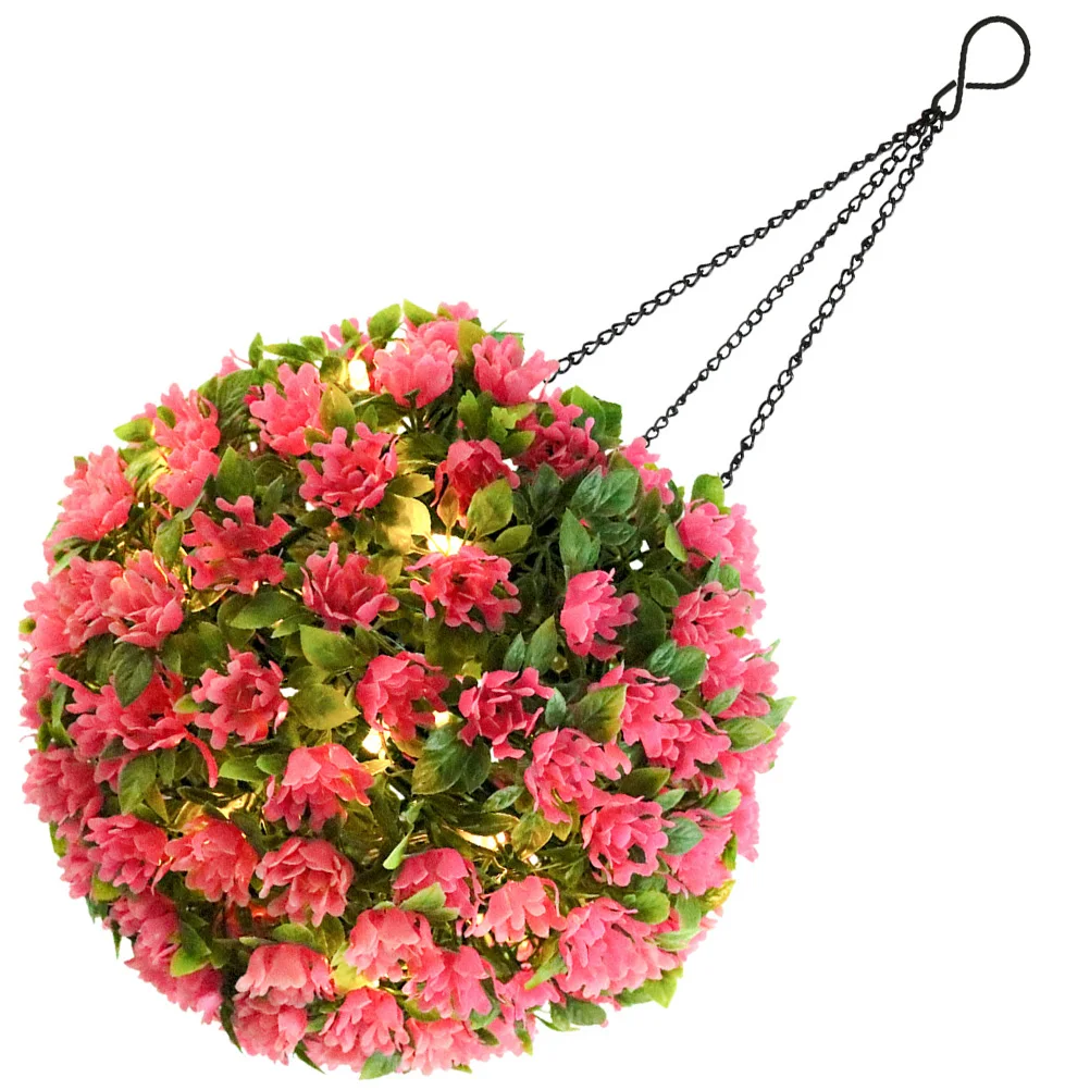 

Pink Flowers Hanging Lamp Solar LED Lighted Topiary Balls Artificial Plants Garden Decoration YardFloralWeddingHoliday