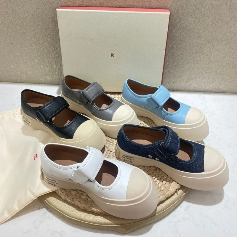 

High Quality Leather Solid Color Women's Big Head Shoes Platform Versatile Casual Shoes Cute Flat Loafer Mary Jane Shoes