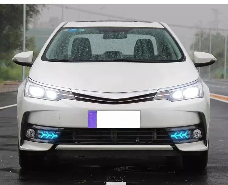 For Toyota Corolla 2017-2018 Car Led Daytime Running Light Front Fog Lamp Yellow Dynamic Turn Signal DRL 12V Daylight Night Blue detail image 16