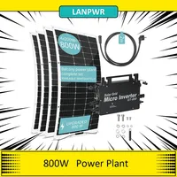 LANPWR 800W Balcony Power Plant with 4 x 200W Flexible Solar Panels,IP67, 23% Solar Conversion Efficiency, WiFi Connection