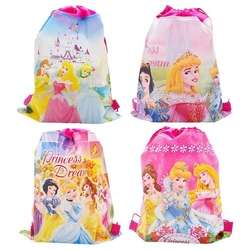 5/10/20/30PCS Six Princess Snow White Cartoon Drawstring Bags Travel Pouch Belle Cute Bag Cinderella School Backpack Portable