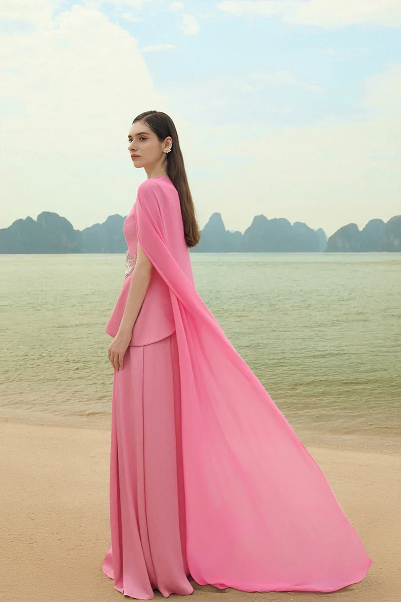 

Customized Women's Pink Square Neck Prom Gowns Pleat A-line Floor Length Evening Dress Formal Occasion Party Dress 2026