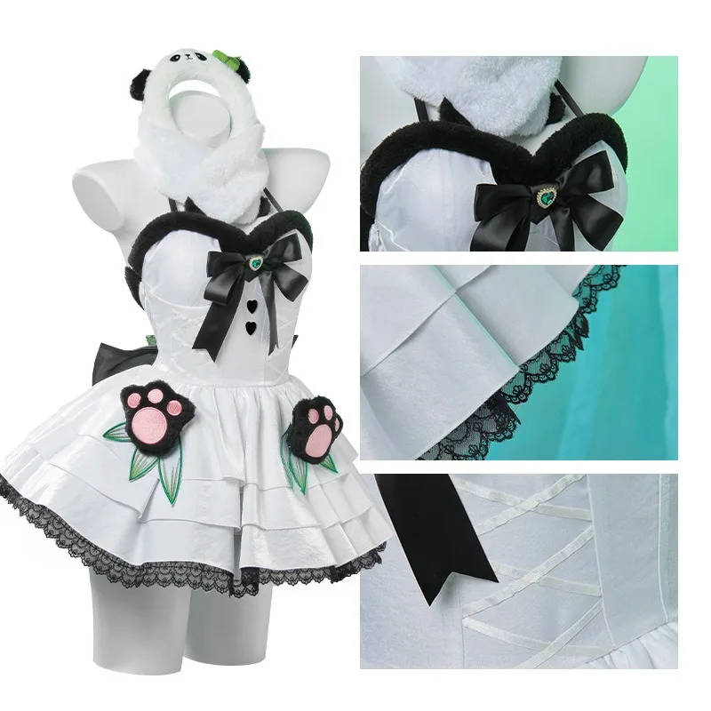 Cute White Clothes for Women Role Play Outfit Halloween Party Feria Shen Cosplay Game Naraka: Bladepoint Costume Panda Dress