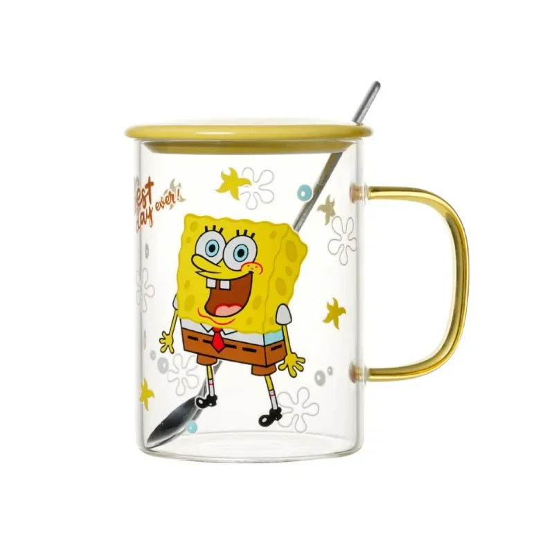 SpongeBob Coffee Tea Milk Mugs Cups with Handle Cartoon Glass High-temperature Resistant Companion Gift Gift Couples Office Cups