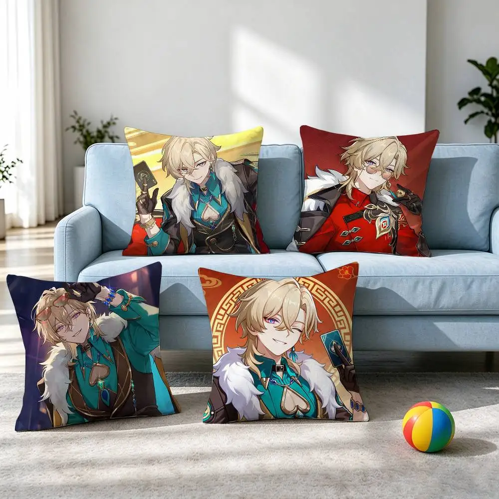 Aventurine-E Honkai Star Rail   Square Double-Sided printed Pillow Case Bedroom Bedside Pillow Sofa Cushion Cover Gift