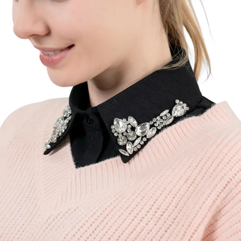 

Adjustable Detachable Collar Red Christmas Check Rhinestone Collar Festive Red Christmas Check Faux Collar with for Holiday