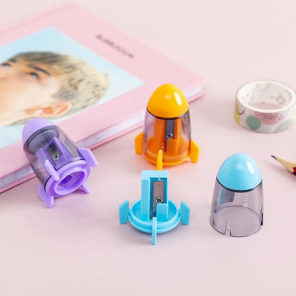 

24pcs Rocket Sharpener Student Supplies Metal Handheld Pencil Tool Creative Colorful Easy Time Saving Single Hole