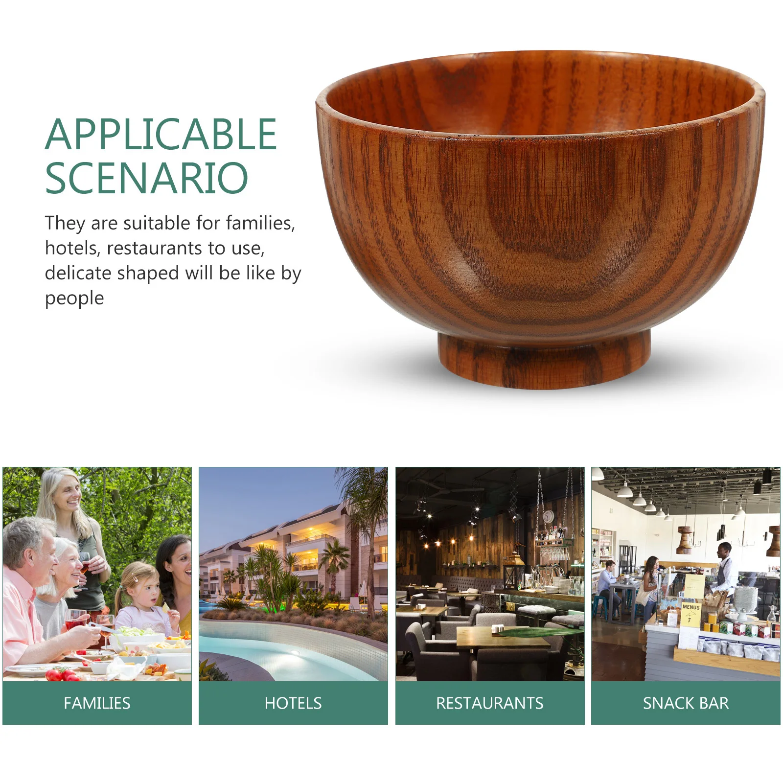 

Wood Food Bowl Cherry Style Premium Multi-Function Dinner Breakfast Dessert Bowl Household Reusable Sturdy Home