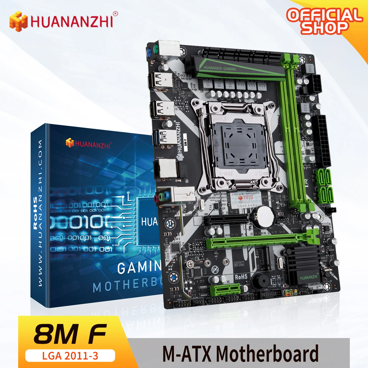 HUANANZHI X99 8M F LGA 2011-3 XEON X99 Motherboard support Intel E5 2640 2666 2670 2678 2696 V3 V4 DDR4 RECC memory NVME SATA