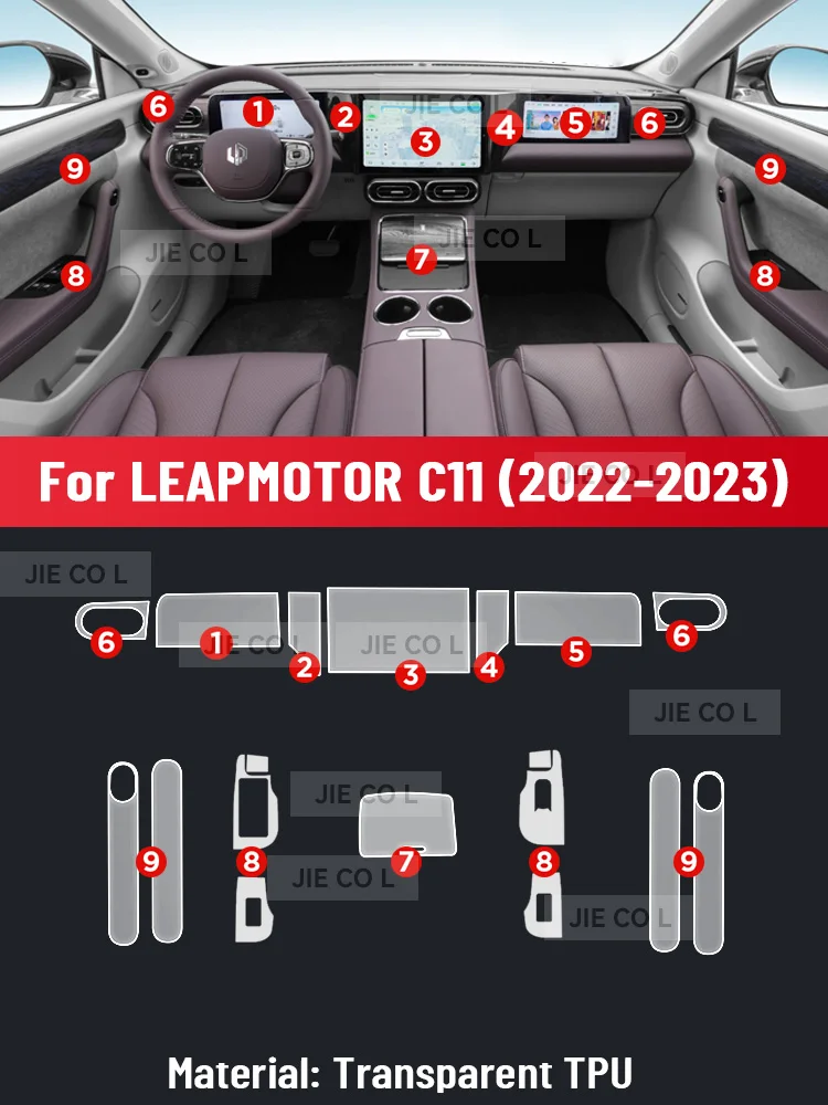 التحكم المركزي التلقائي TPU الملاحة المضادة للخدش طبقة حماية الداخلية الملاحة لملحقات LEAPMOTOR C11 2022 2023