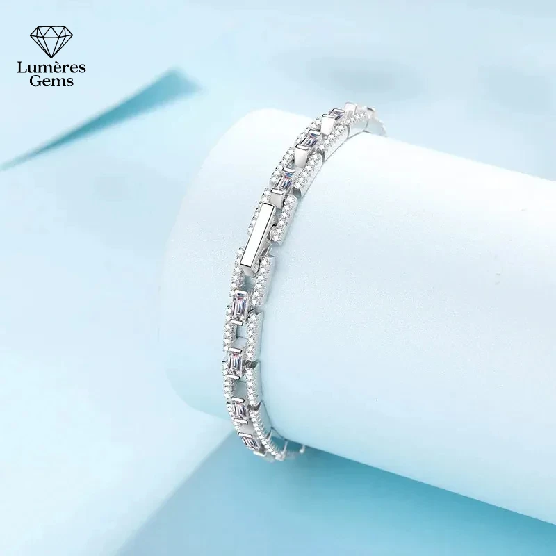 أساور فاخرة متألقة نقية PT950 البلاتين غرامة مجوهرات 6-7 بوصة 3/3.2/3.5CT جميع مويسانيتي سوار رائع للنساء هدية