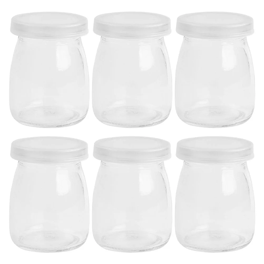 

6Pcs Glass Jelly Holders High Toughness Hardness Transparent Design Easy Clean Food Containers for Kitchen Milk Favor Jars