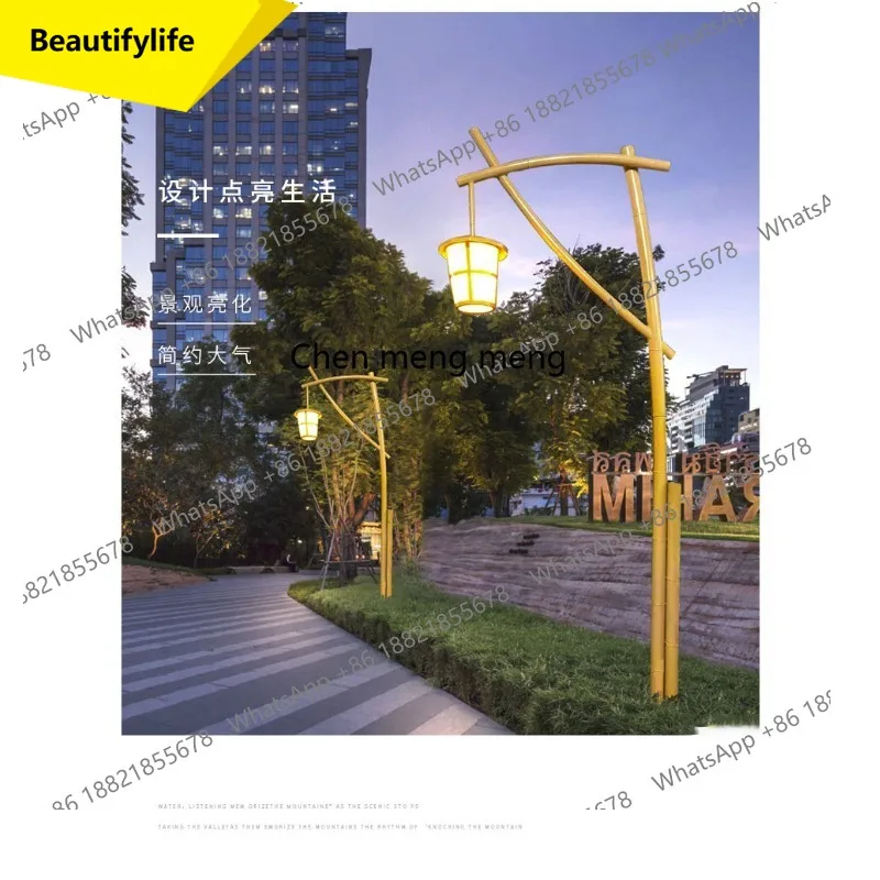 

X188 Outdoor park led high pole bamboo light homestay community courtyard simulation creative bamboo landscape street light