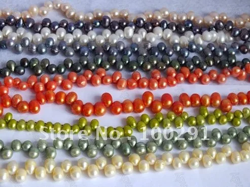 10pcs  Mixed color Loose 16inch Long 7-8mm Freshwater pearl strand