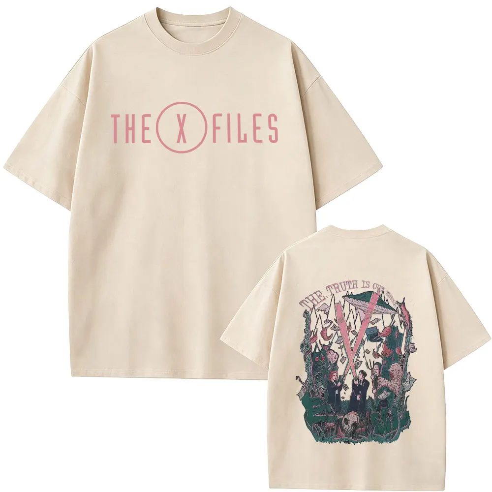 T-shirt classique du film The X Files The Truth Is Out There pour hommes et femmes, T-shirt décontracté Vintage surdimensionné, T-shirts en pur coton pour hommes