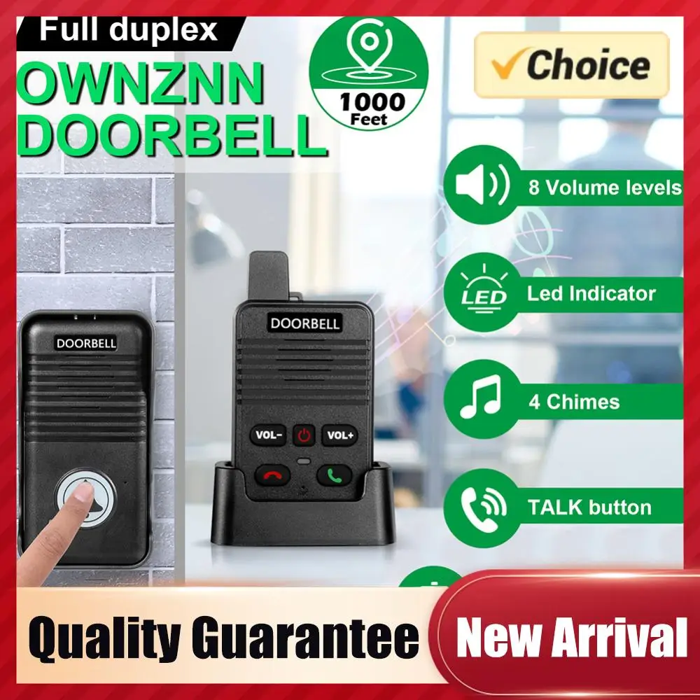 

Беспроводной голосовой дуплексный домофон-звонок 500М для квартиры/комнаты, двухсторонняя связь, громкая связь, беспроводной дверной звонок для фабрик и офисов