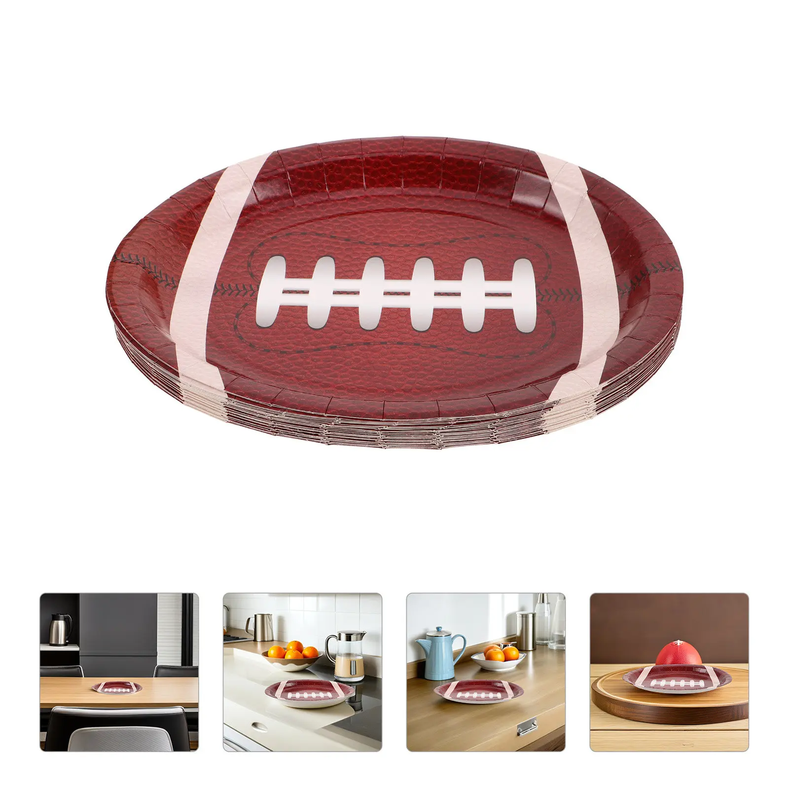 

25 шт. одноразовых овальных тарелок для футбольной вечеринки, функциональная декоративная посуда для празднования игрового дня