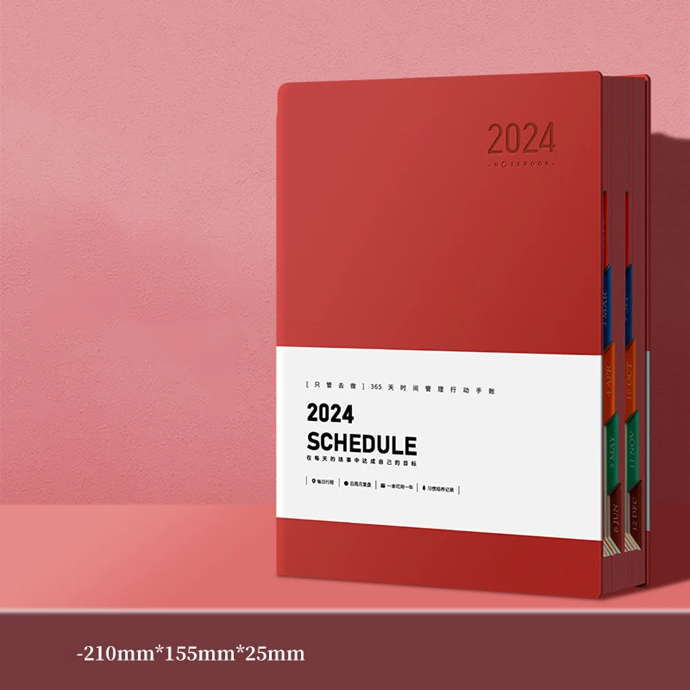 2024 Agenda Book Daily Weekly Monthly Planner Diary Sketchbook Notepad Thickened Efficiency Manual Work Plan Notebook