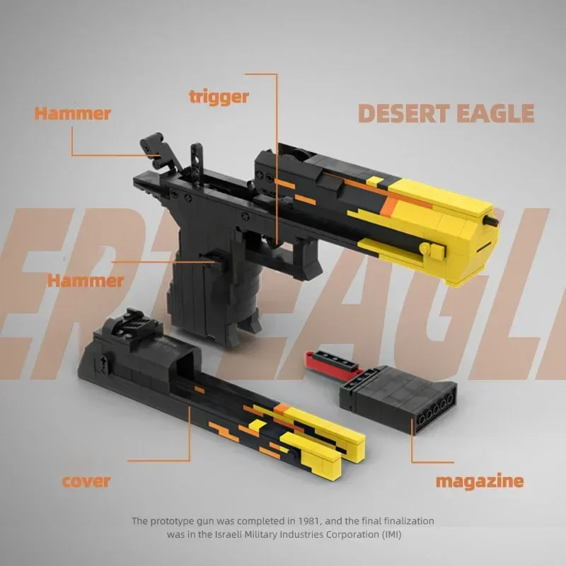 MOC CSGO Desert Eagle Blazing Sun Flame Building Block Gun Weapon Assembled Shooting Boys And Children Birthday Gifts