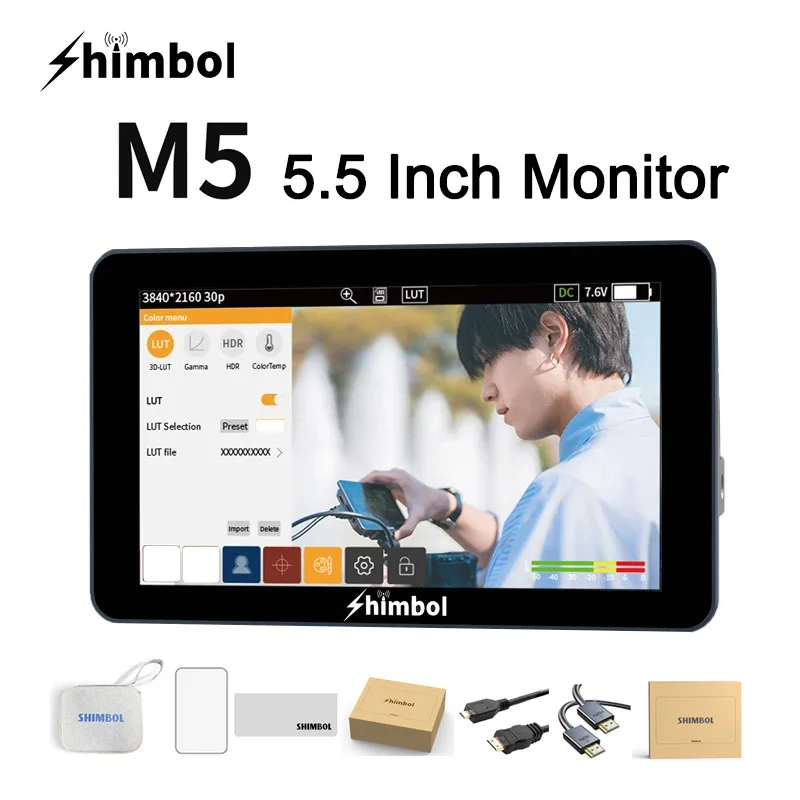 

SHIMBOL M5 5.5 Inch 3D LUT Touch Screen 4K Monitor 1200nit High Brightness HDMI-compatible on DSLR Camera Field