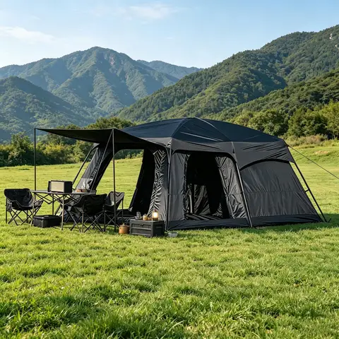 4/8/12-Person Outdoor Camping Tent with Extendable Canopy: Mosquito-proof, waterproof, and UV-resistant; well-ventilated and breathable to prevent stuffiness; quick to set up and easy to pack away; suitable for all seasons and various settings