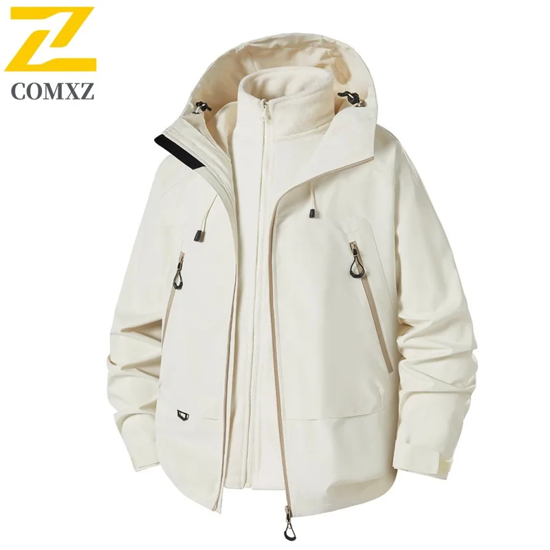 سترة COMXZ للرجال للخريف والشتاء سميكة للمغامرة الخارجية معطف دراجة نارية خفيف للترفيه على الطراز اليومي ملابس خفيفة مريحة