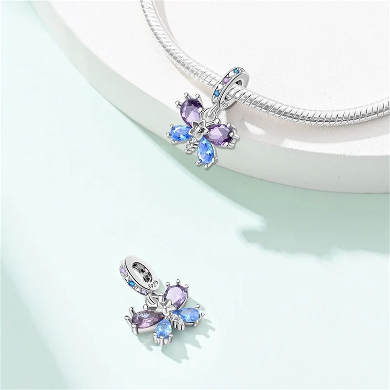 100% 925 Silver Colorful Bloosom Bird Butterfly Charms Beads For Pan Original Bracelet Diy High End Jewelry Making Gift