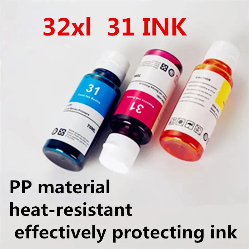 4pcs Ink Bottles Compatible With 31 32XL Refill Dye Ink Suitable For HP 7301 6001 7602 5101 7001 551 651 455 457 450 Printer Fil