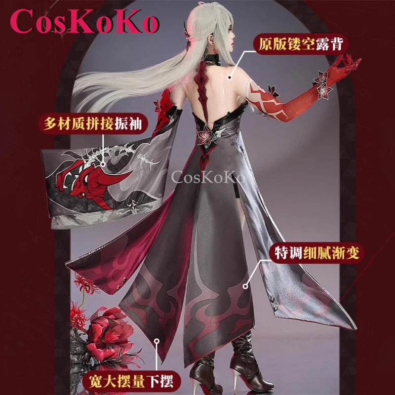 CosKoKo Acheron Cosplay Game Honkai: Star Rail Costume Dimorphism Gorgeous Sweet Red Combat Uniform Halloween Role Play Clothing