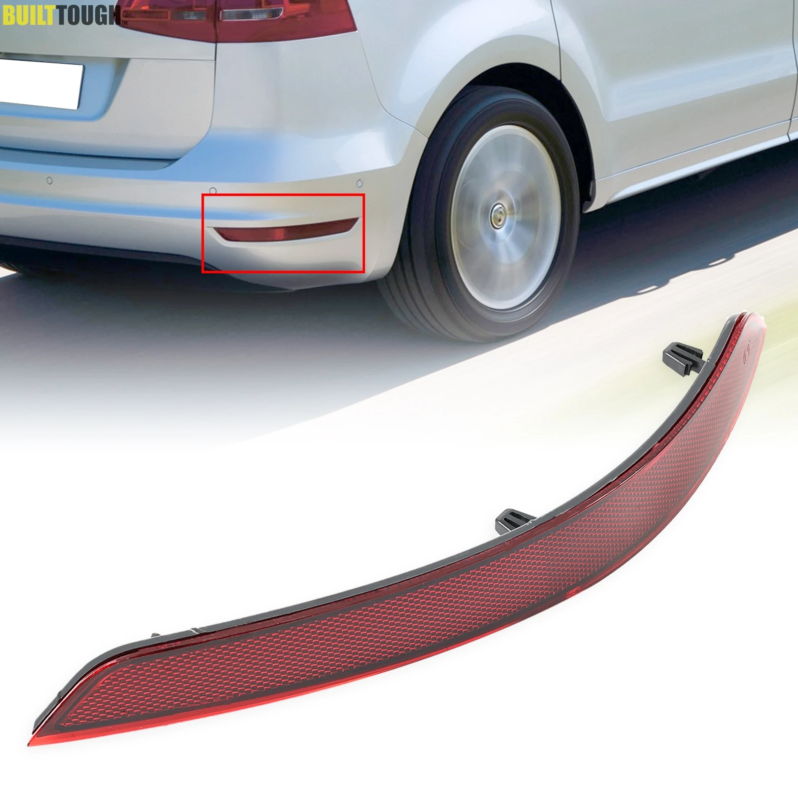 Rot Rechte Seite Hinten Stoßstange Trim Reflektor Stück Hinten Stoßstange Reflektor Objektiv Für VW Sharan 2012-2019 Für Seat Alhambra 2011-2018