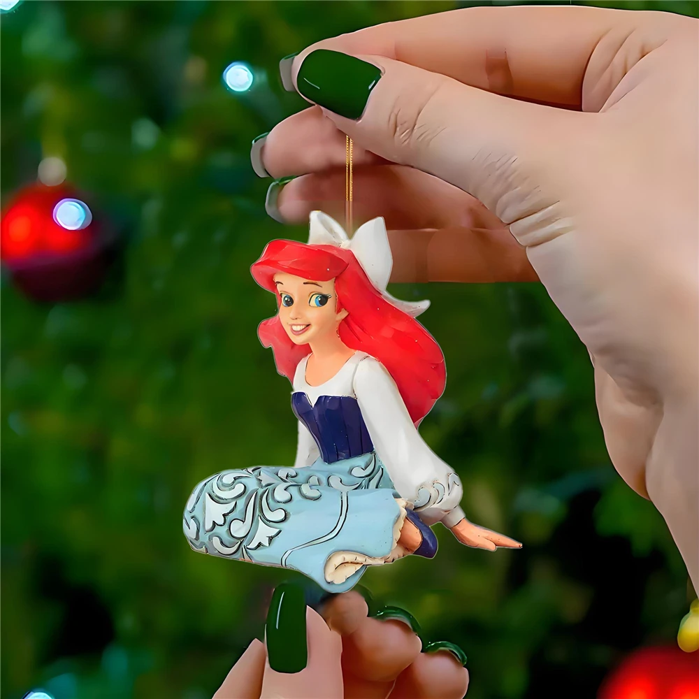 Mermaid Ariel Acrylic Christmas Trees Decorations Animated Character Crafts Stone Crafts 2D Flat Red Hair Princess Pendant 1Pcs