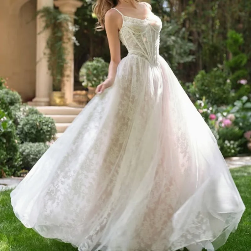 

Ivory White Appliques Wedding Dresses off-shoulder A skirt pearl decal Gowns Made wedding dress Customized