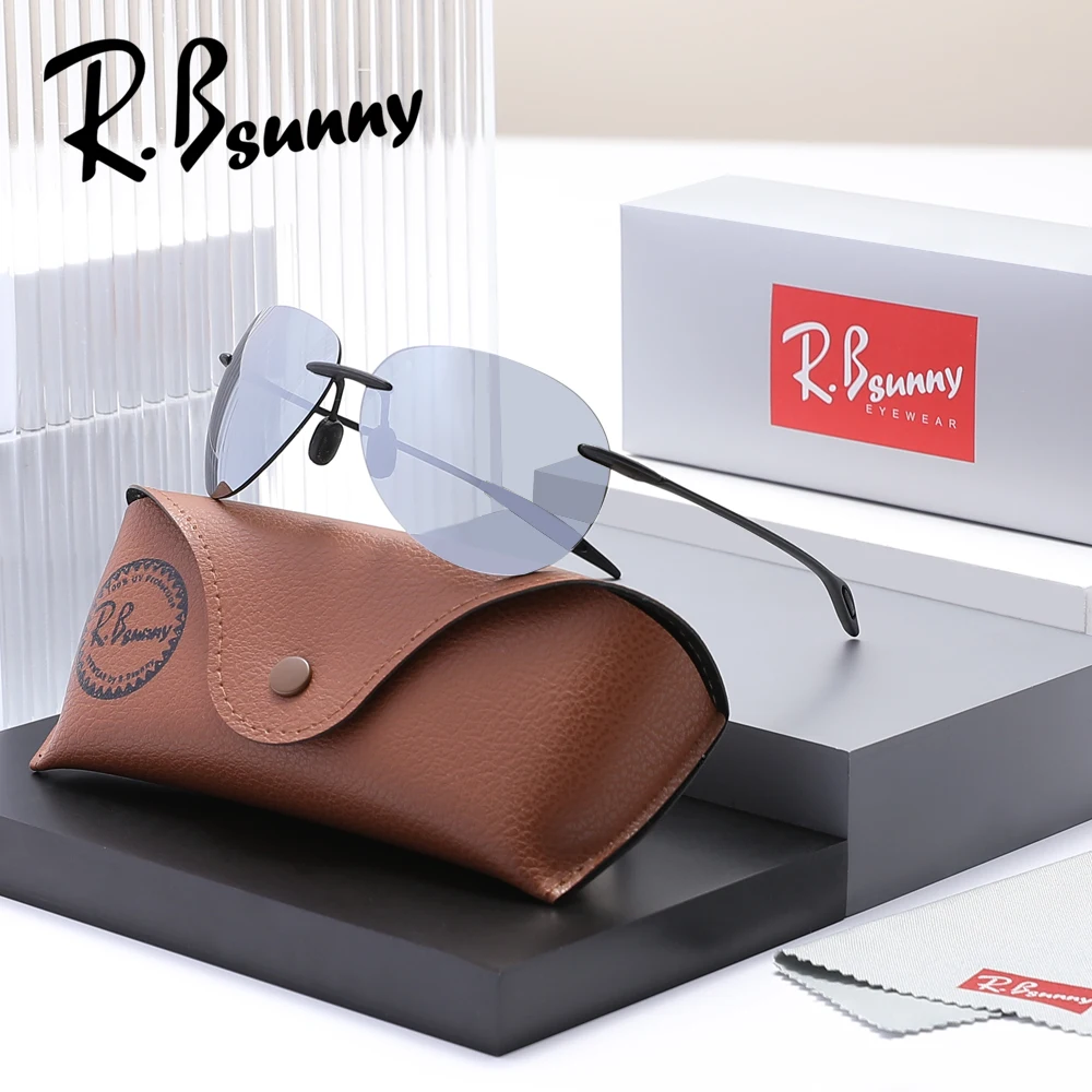 Pilot Polarized Sunglasses Super Light Brand Designer Sun Glasses Rimless Gafas Men Eyewear Light Weight