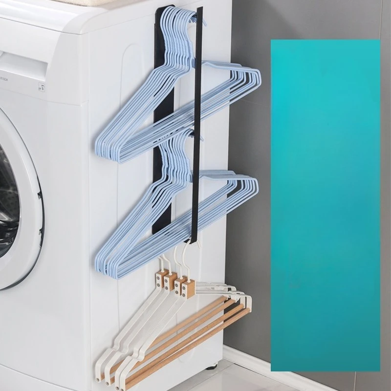 Hanger storage artifact bathroom space-saving washing machine side magnetic attraction hook non-punching balcony finishing rack