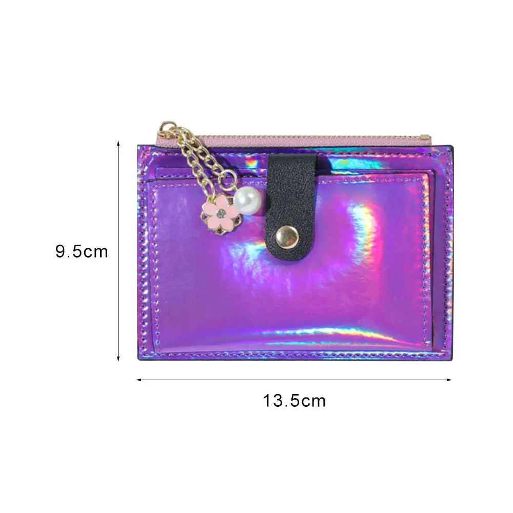 Casual Laser Colorful PU Leather Credit Card Holder Bags Purse Money Bag Short Wallet