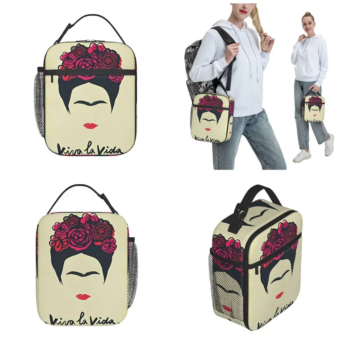 Fridas Kahlos Geïsoleerde Lunchtas Viva La Vida Voedselzak Draagbare Koeler Thermische Lunchbox Voor Werk