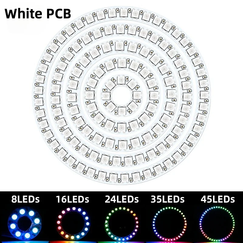 DC5V Ws2812 Led Pixel Ring Lampada ad anello LED a colori 8/16/24/35/45Led Pixel Lights Smart Ws2812b Modulo indirizzabile Cerchio di luce