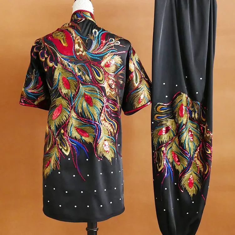 New Sequin Applique Embroidered Changquan Wushu Uniform Kids Students Competition Suit Teen Exam Men Women Custom Costume
