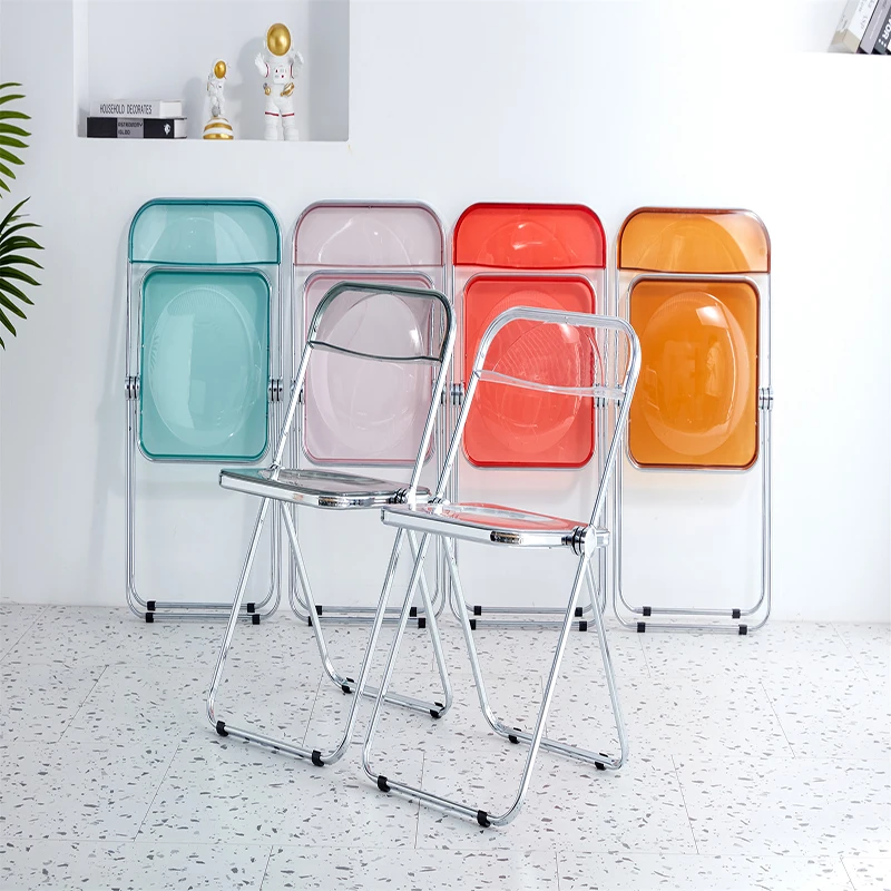 YELLOW Clear Transparent Folding Chair Chair Pc Plastic Living Room Seat ZDY-HUANG-2