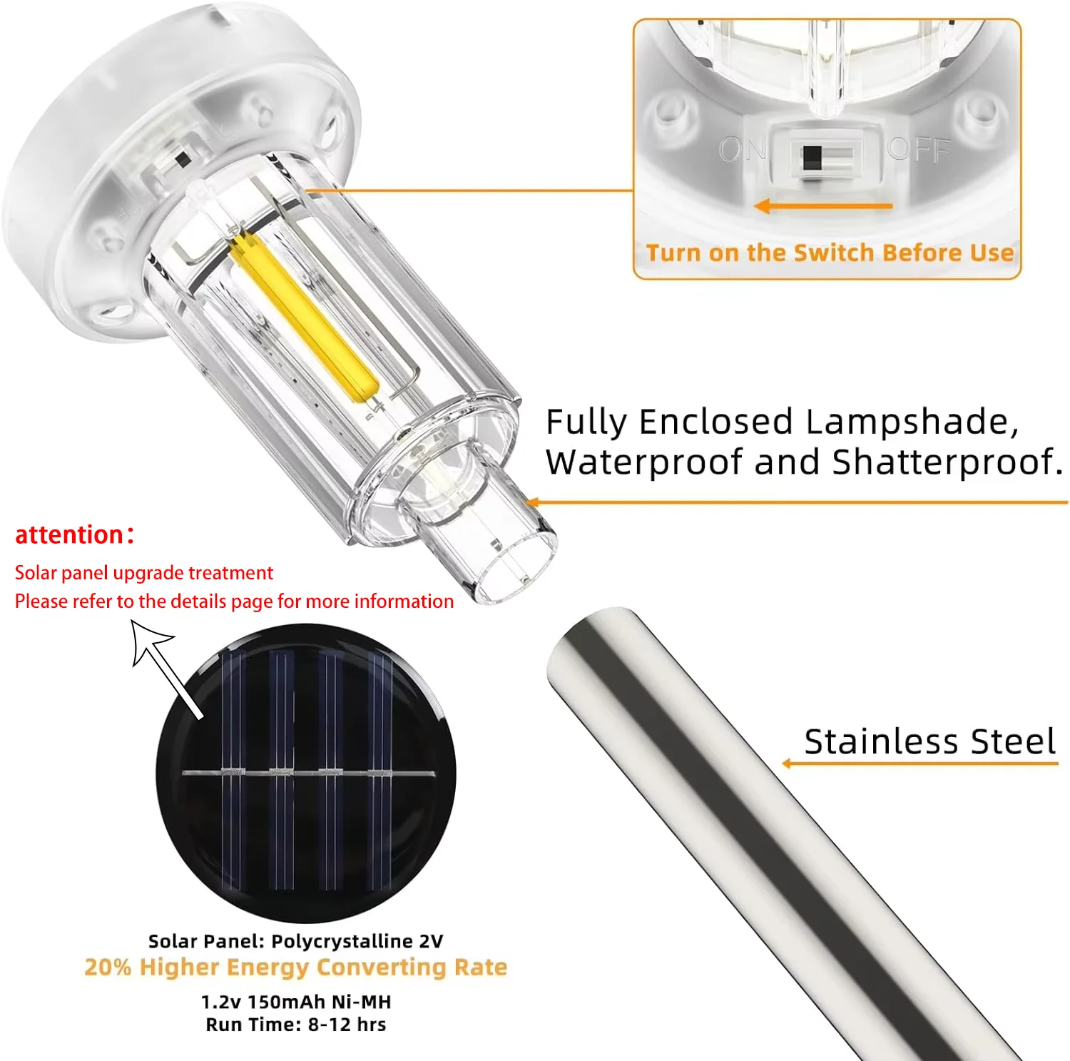 Outdoor zonne-gazonverlichting, landschapsdoorgangverlichting, waterdicht warm wit, binnenplaatsen decoreren, tuinen