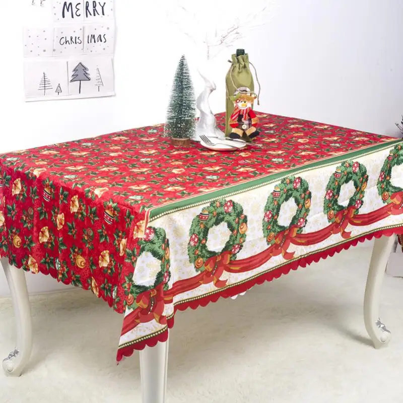 Christmas Tablecloth Merry Christmas Decorations For Home 2024 Xmas Table Cover Navidad Noel Table Cloth Decor New Year 2025