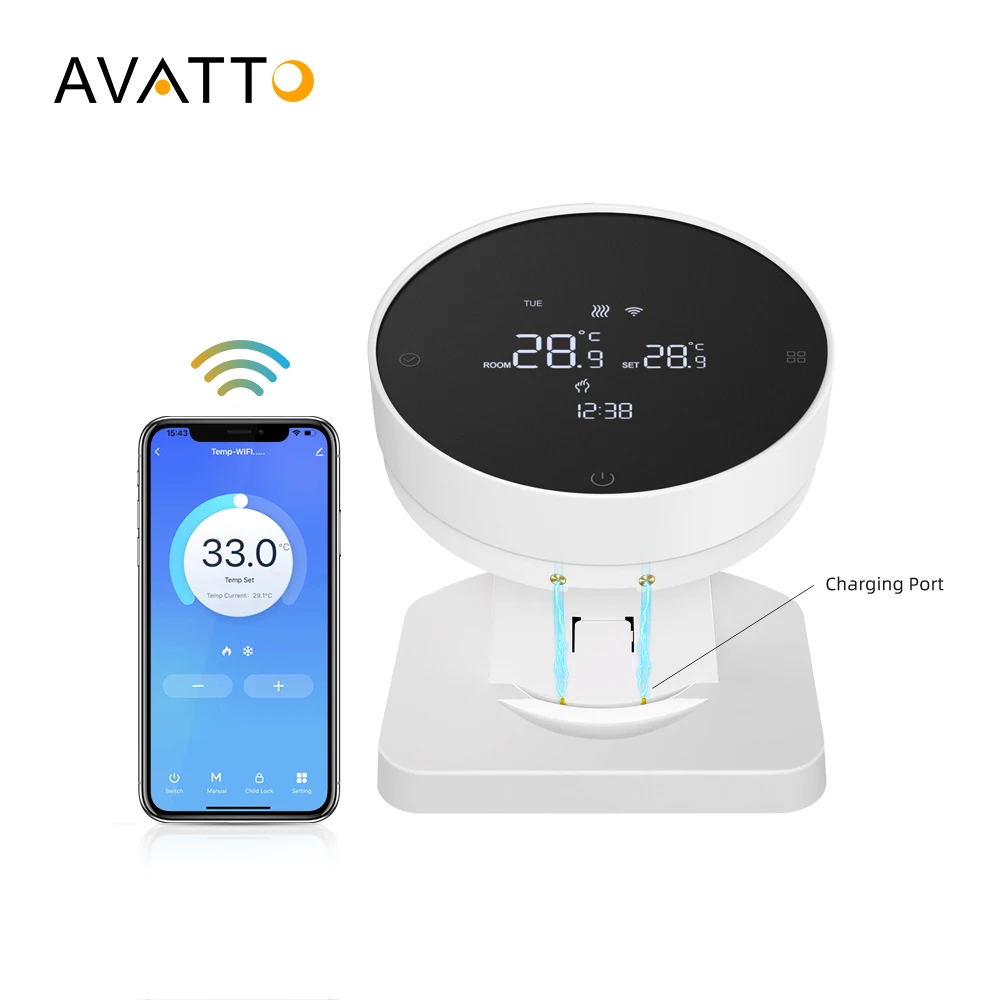 AVATTO Tuya Wifi Smart Room G كوحدة تحكم في درجة الحرارة في تسخين المياه تعمل مع المحرك ترموستات تسخين المياه