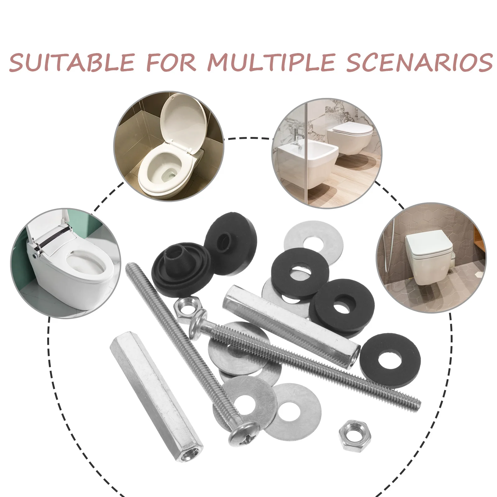 

Toilet Tank Bolts Gasket Set Stainless Steel For Toilet Seat Fixing Replacement Parts Compatible With Most Models