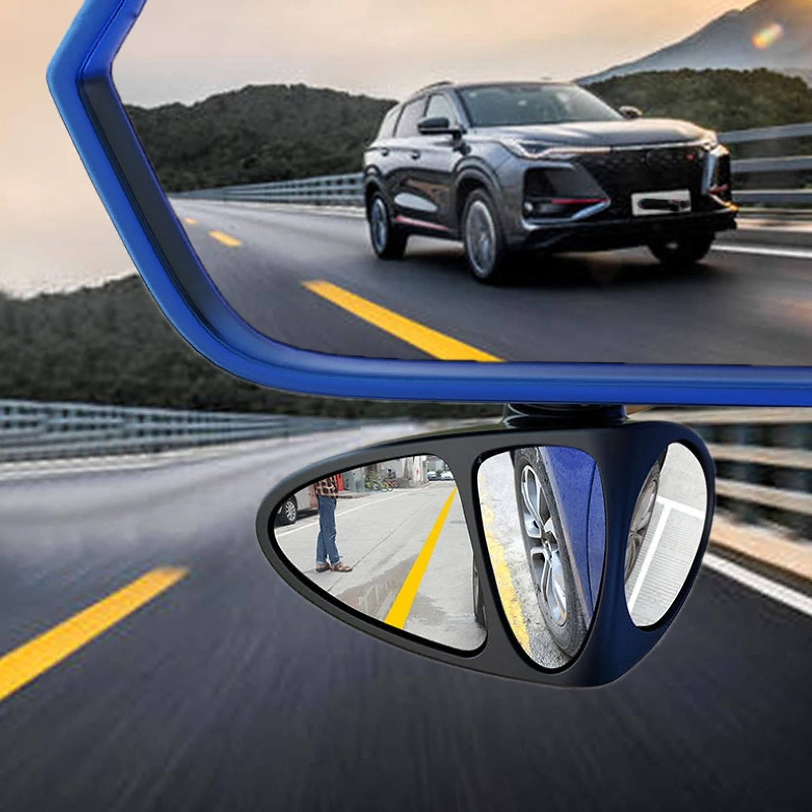 -151 3 in 1 Car Rearview Auxiliary Blind Spot Mirror Rear View 146 Front Wheel Mirror for Left Side