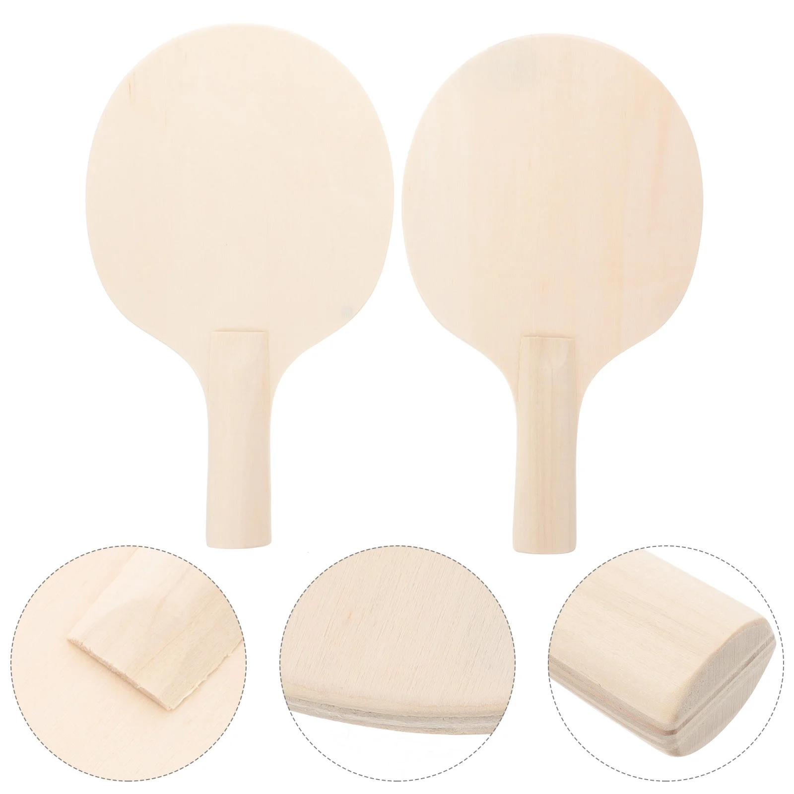 2 Pcs DIY Table Tennis Racket Paddle Exercising Toy Set Kids Outdoor Wooden Device Reusable