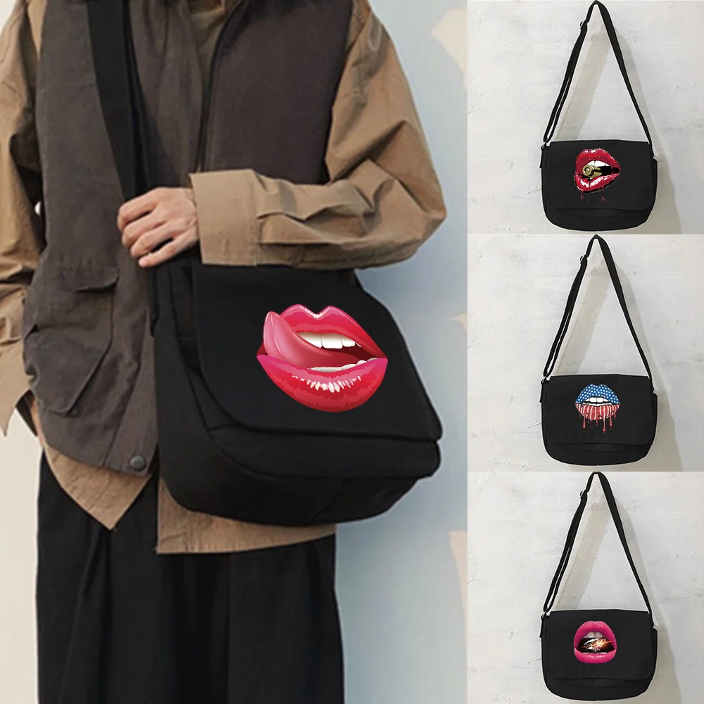 Messenger Bag Washable Casual Handbags Mouth Series Fashion Men Women Crossbody Bags Portable Eco-friendly Organizer Pouch