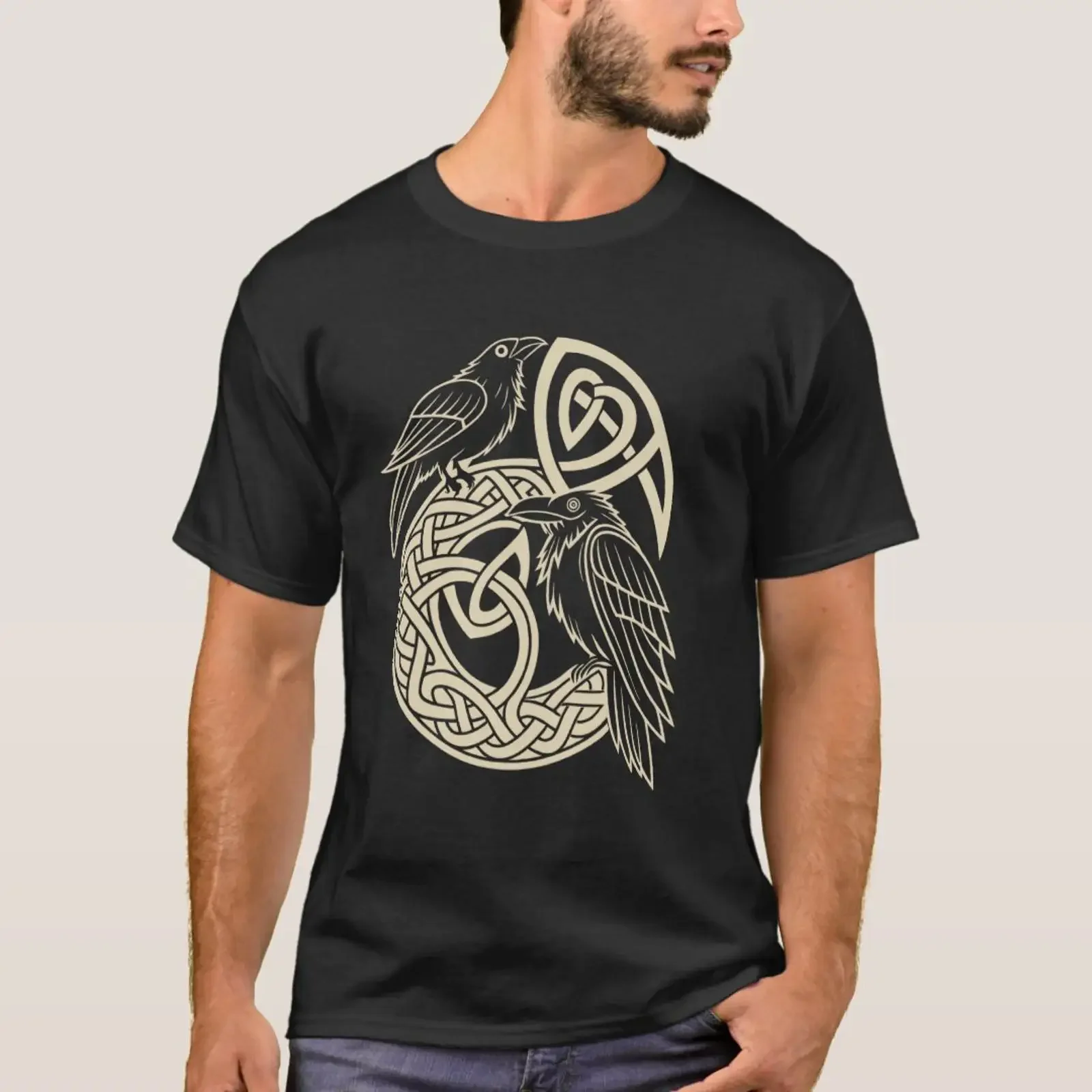 Norse Knotwork Ravens u2013 Huginn Muninn Viking T Shirt vintage Washed Breathable streetwear Comfortable graphic Casual Unisex